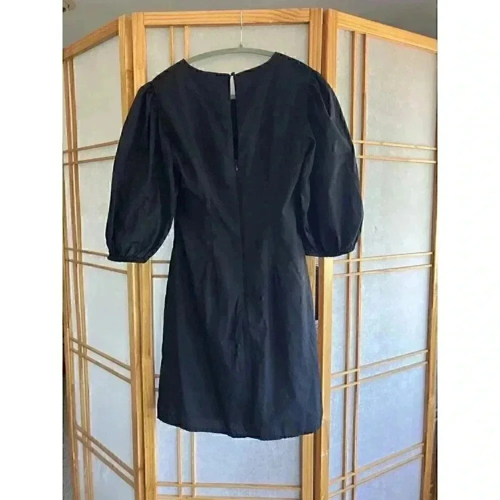 FREE PEOPLE Hope Dress, Black, Size Small, Mini w/puff Sleeves, Classic LBD - Picture 10 of 14